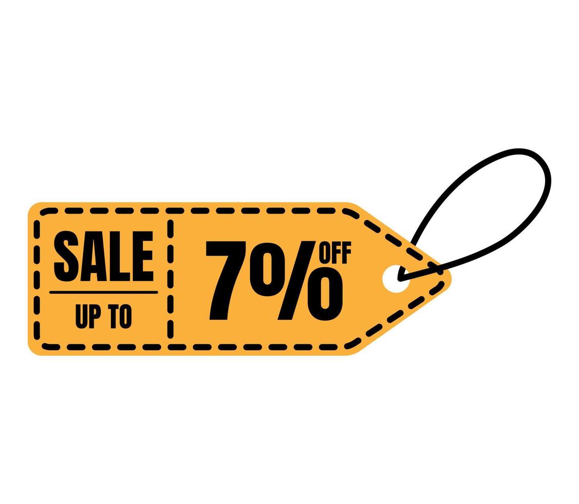 Up to 7 percent off Sale. Discount offer price sign. Special offer symbol. Save 7 percent. vector