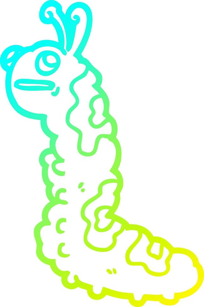 cold gradient line drawing funny cartoon caterpillar vector