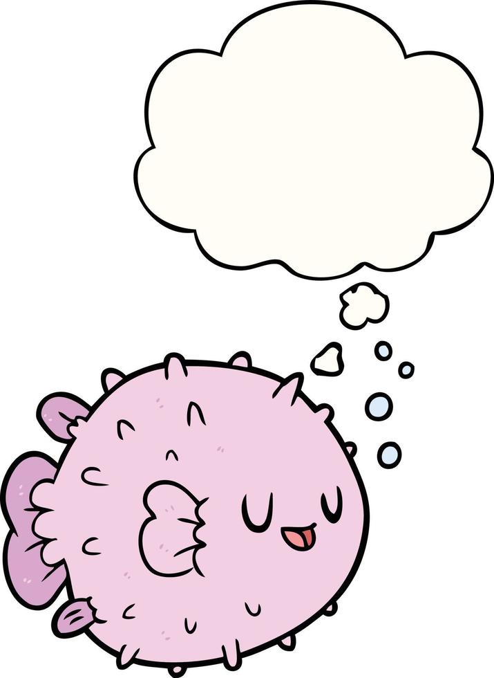 cartoon blowfish and thought bubble vector