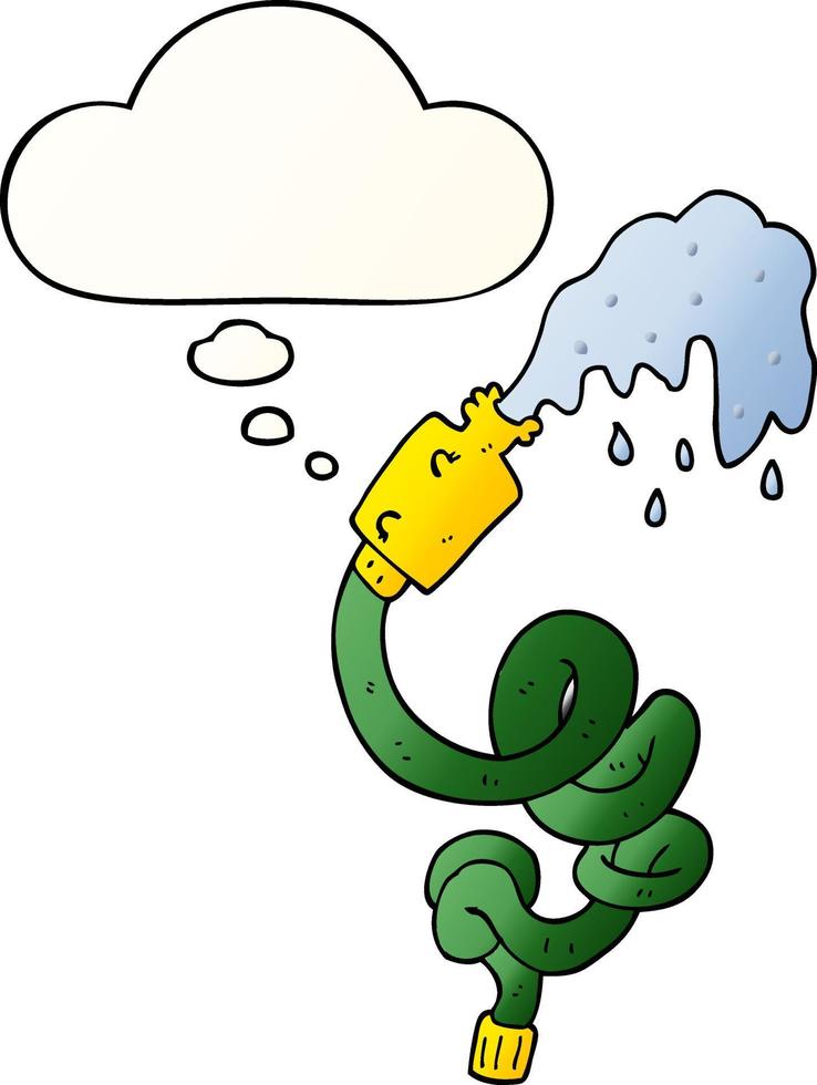 cartoon hosepipe and thought bubble in smooth gradient style vector