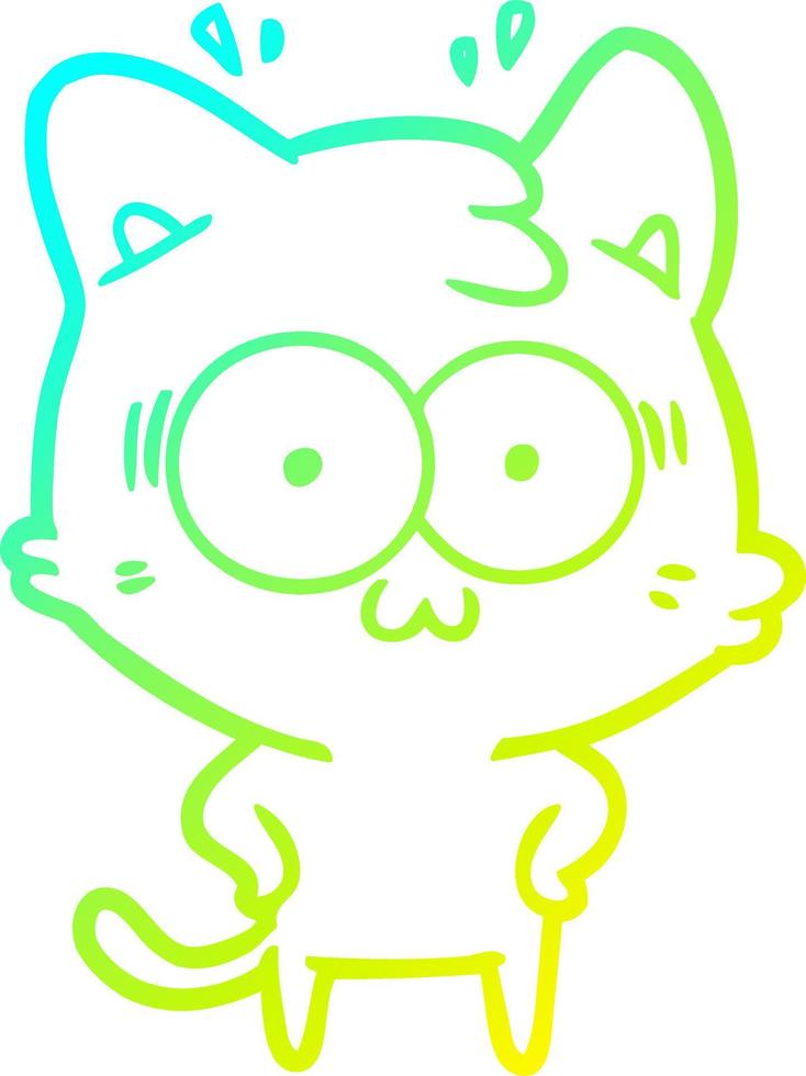 cold gradient line drawing cartoon surprised cat vector