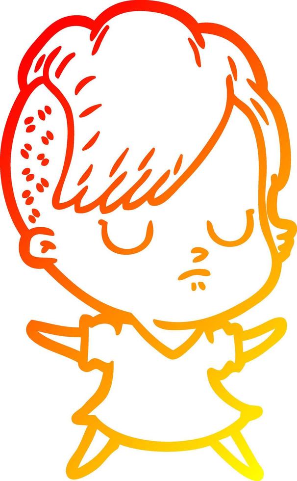 warm gradient line drawing cartoon woman vector