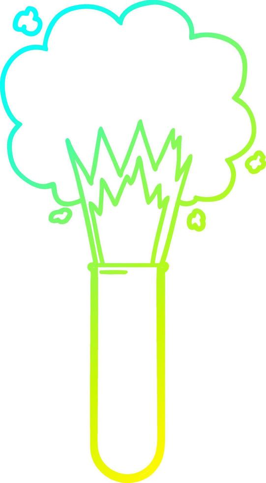 cold gradient line drawing cartoon exploding chemicals in test tube vector