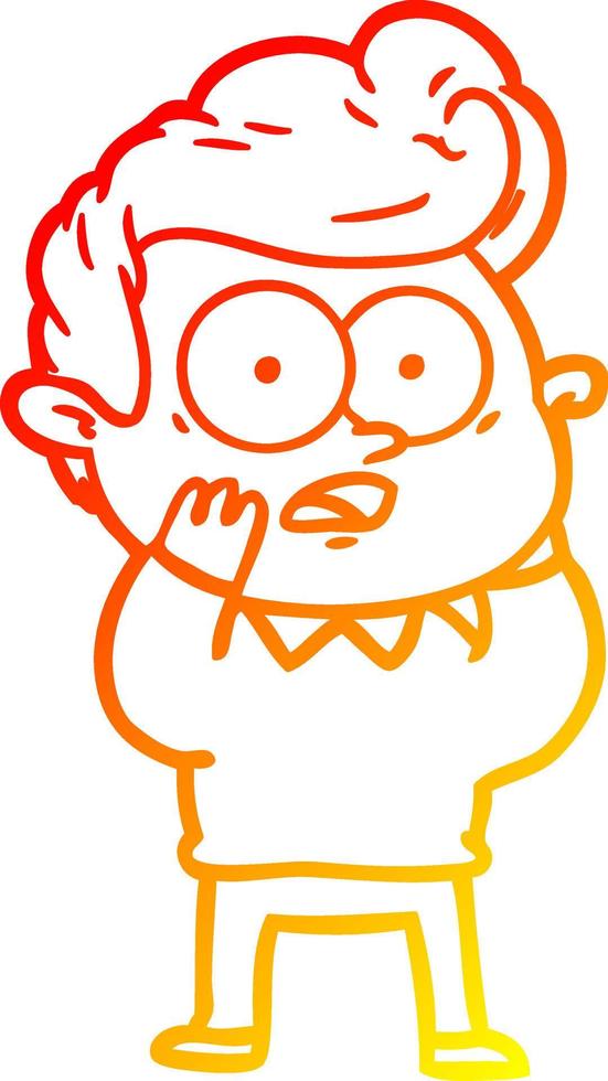 warm gradient line drawing cartoon staring man vector