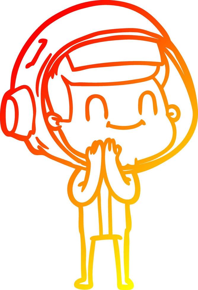 warm gradient line drawing happy cartoon astronaut vector
