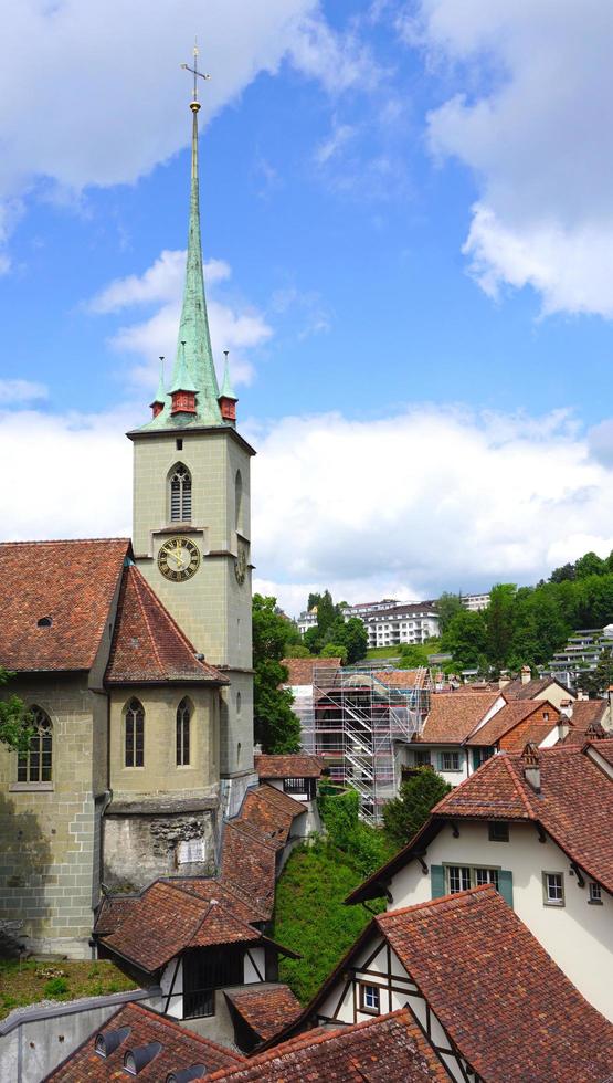 historical old town city and church on bridge photo