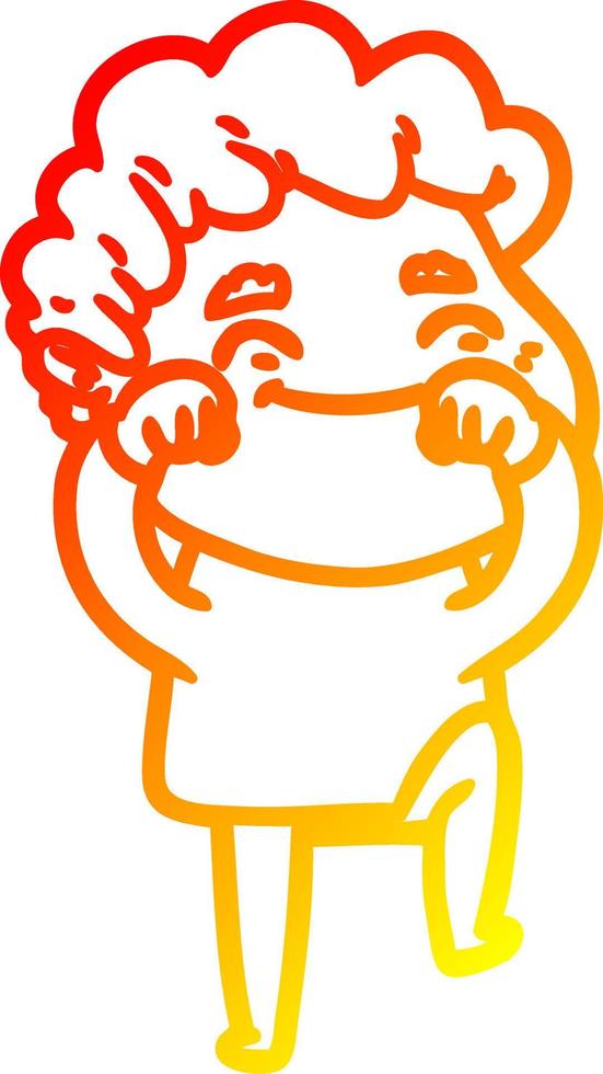 warm gradient line drawing cartoon friendly man vector