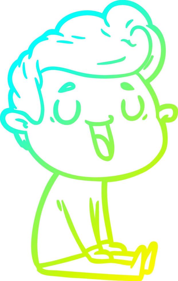cold gradient line drawing happy cartoon man vector