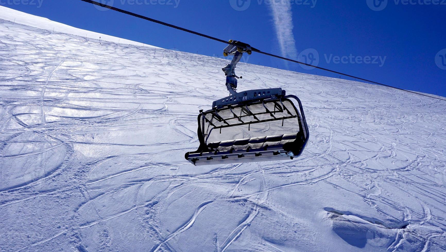 empty ski cable car at snow mountains Titlis photo