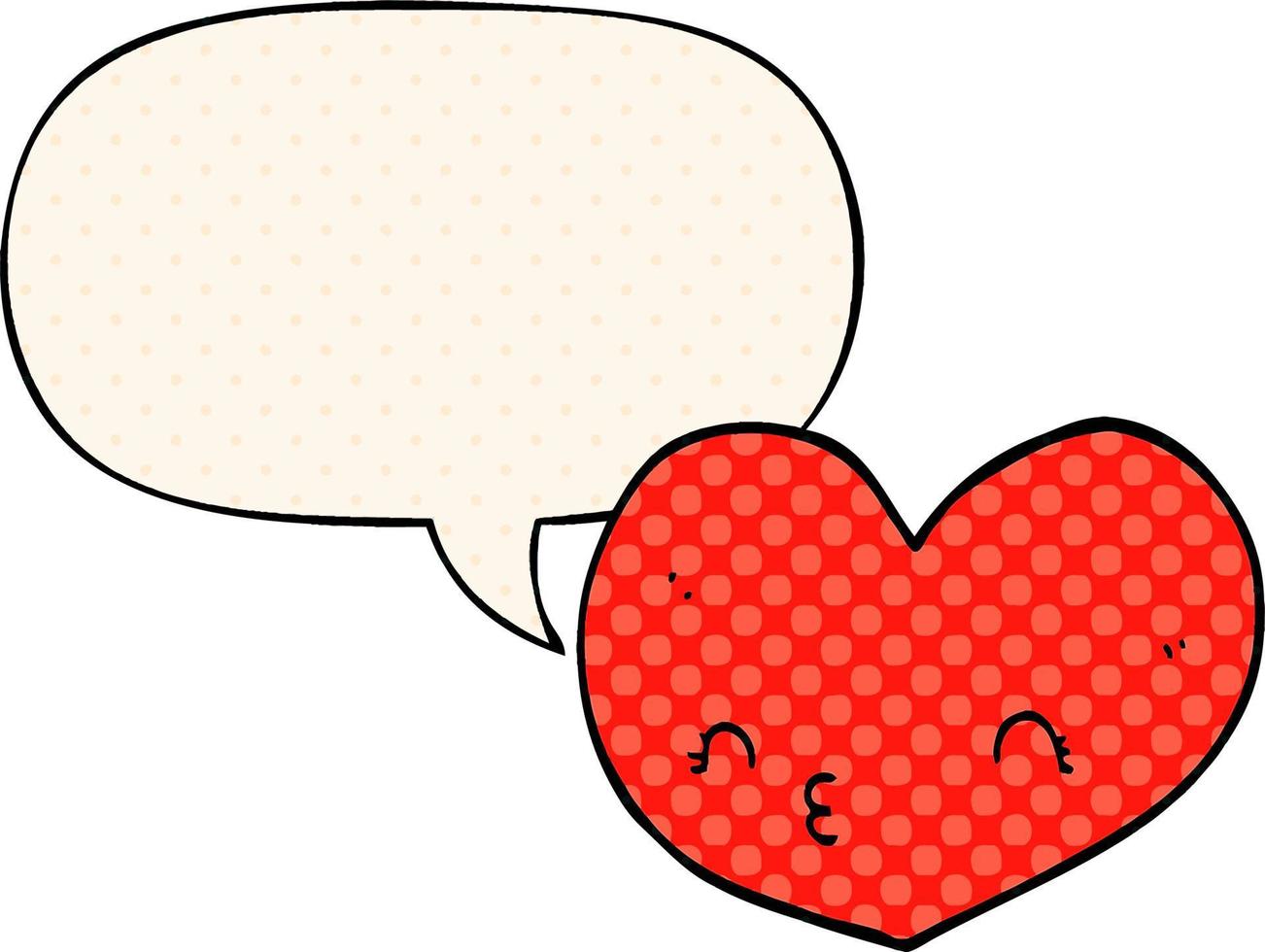 cartoon heart and face and speech bubble in comic book style vector