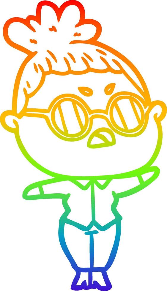rainbow gradient line drawing cartoon annoyed woman vector