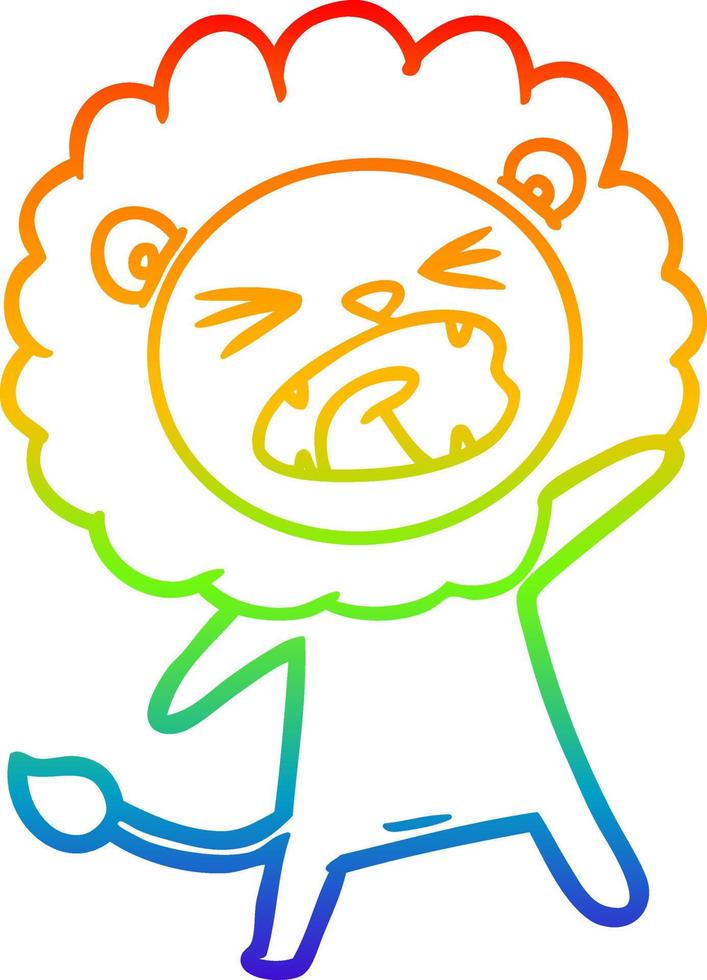 rainbow gradient line drawing cartoon lion vector