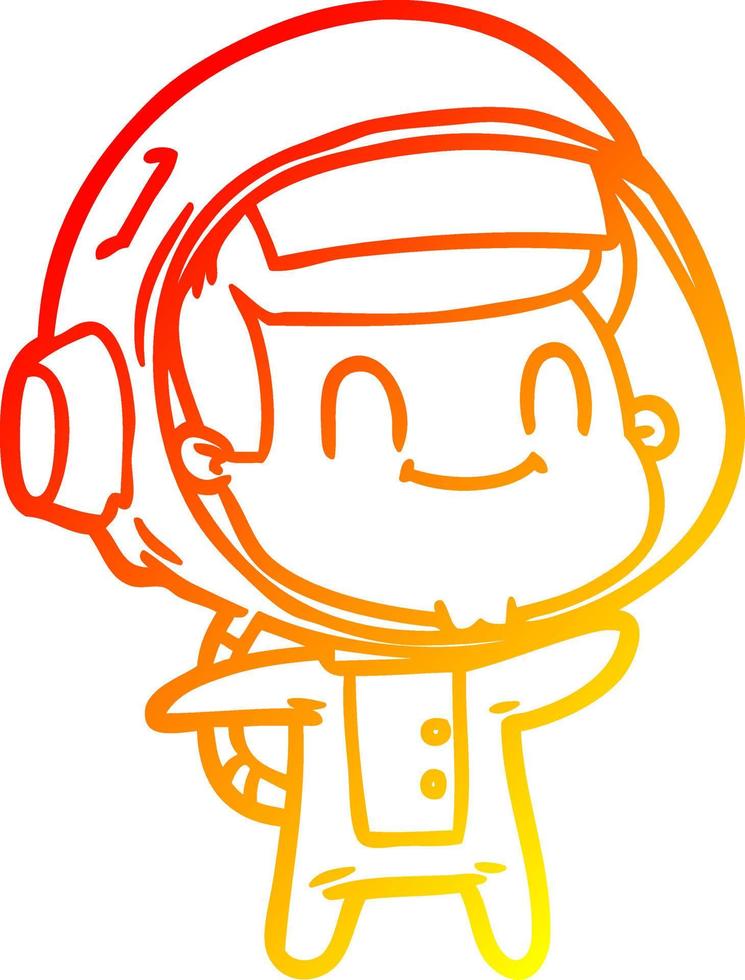 warm gradient line drawing happy cartoon astronaut vector
