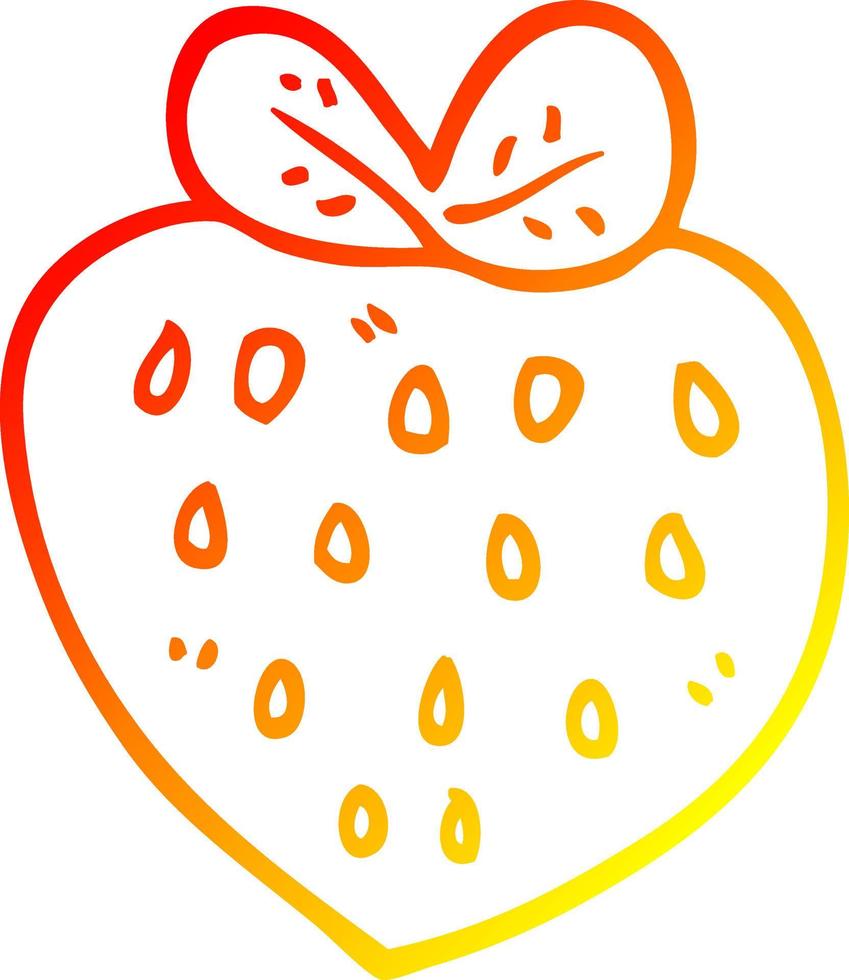 warm gradient line drawing cartoon strawberry fr vector