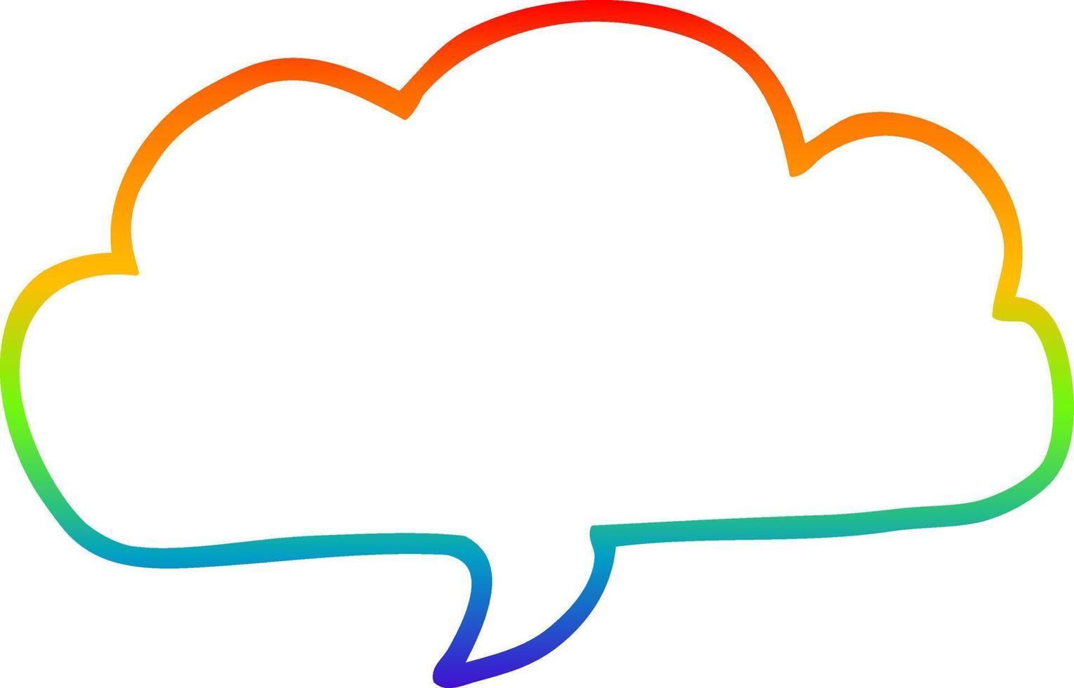 rainbow gradient line drawing cartoon cloud speech bubble vector