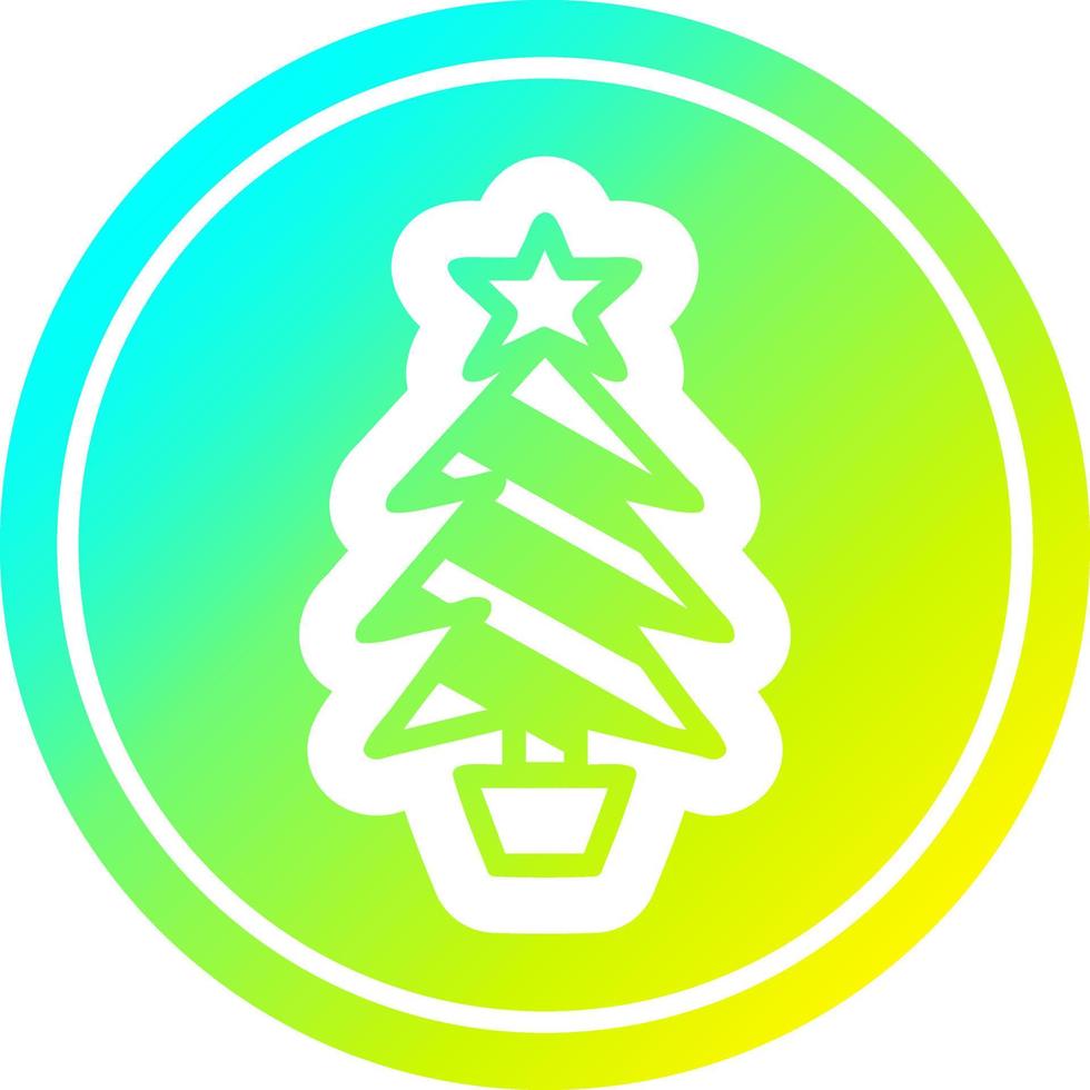 christmas tree circular in cold gradient spectrum vector