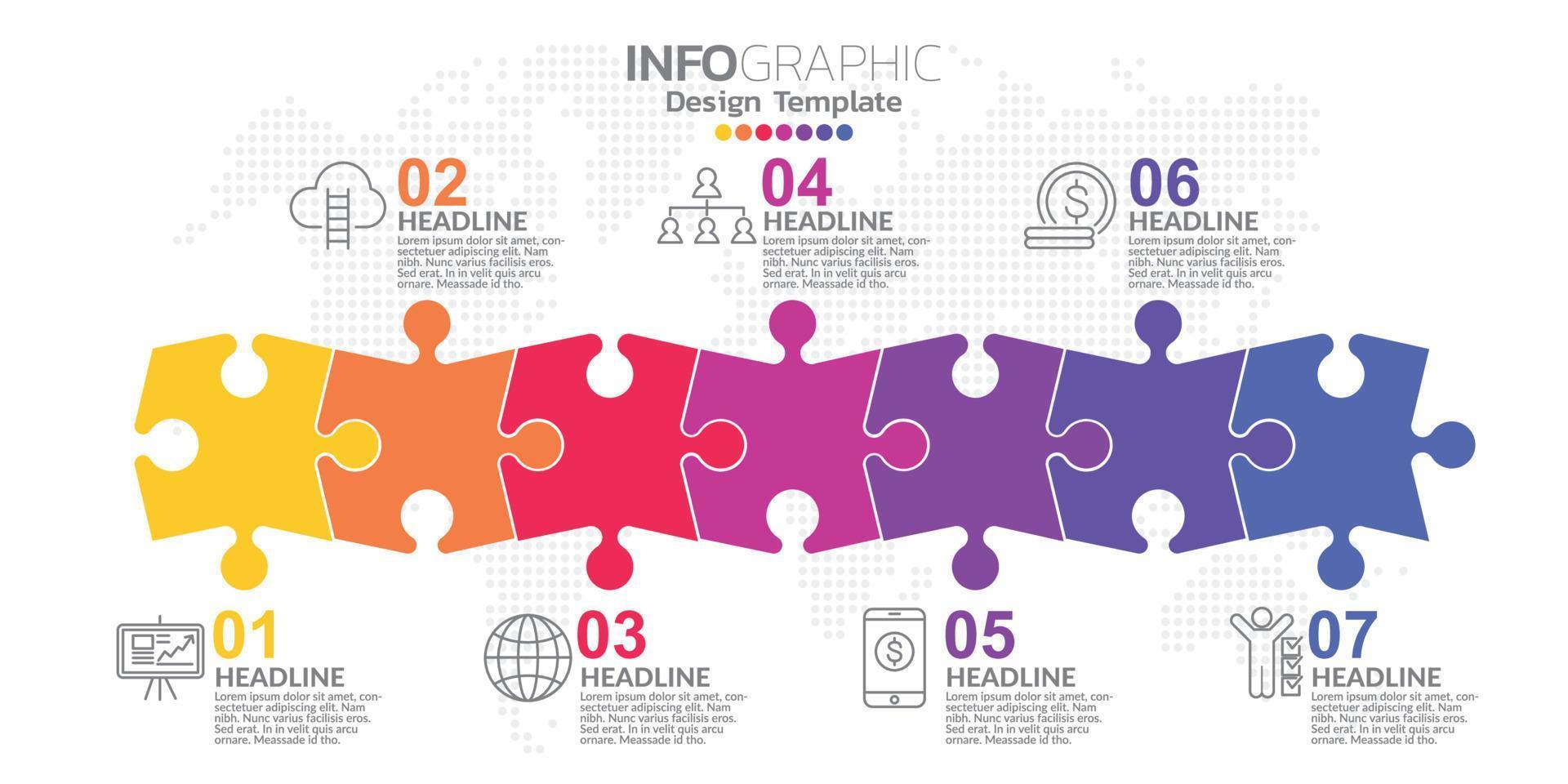 concepto de negocio infográfico con 7 opciones o pasos. ilustración vectorial vector