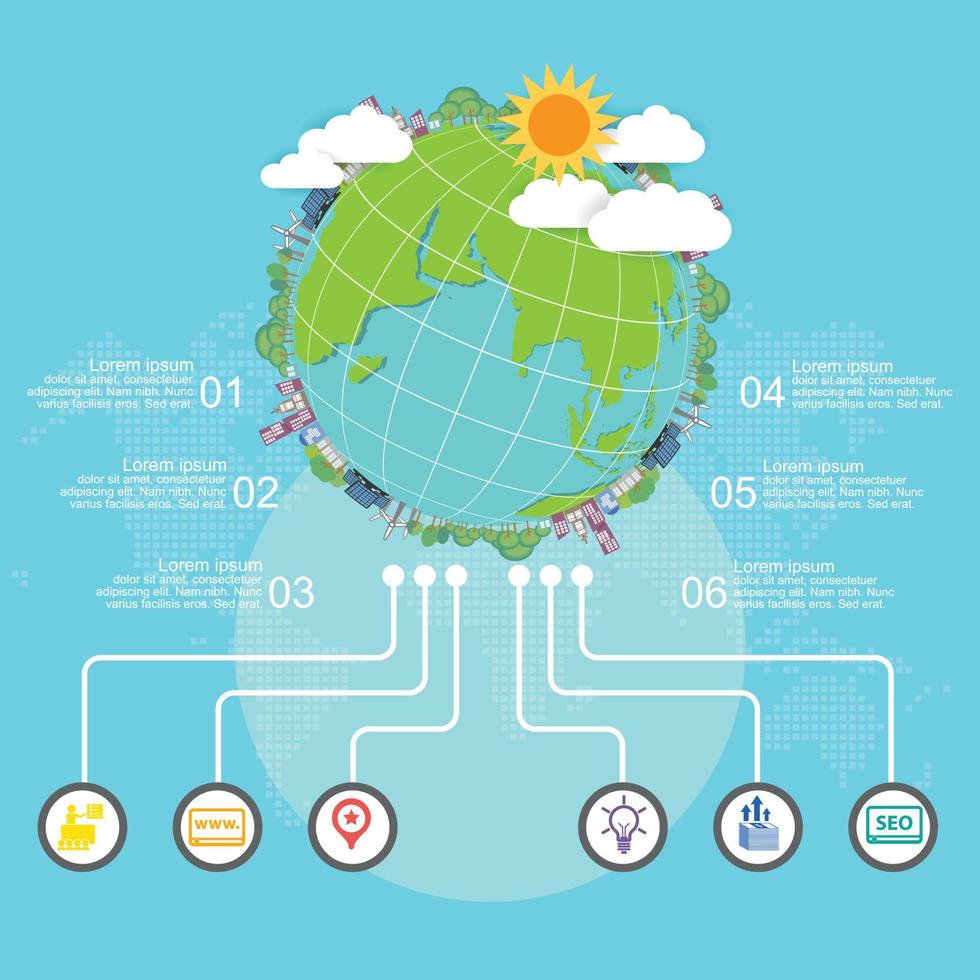 concepto del día de la madre tierra con globo y verde. día Mundial del Medio Ambiente. vector