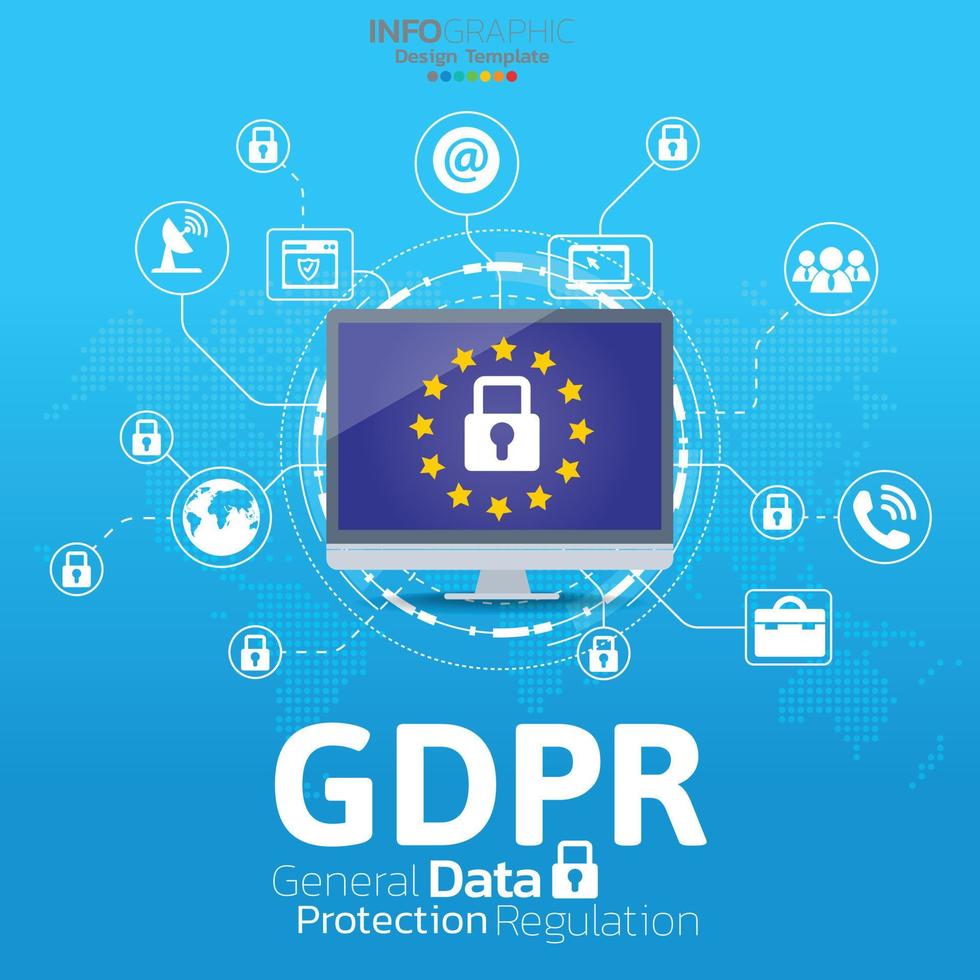 Infographic GDPR security concept vector