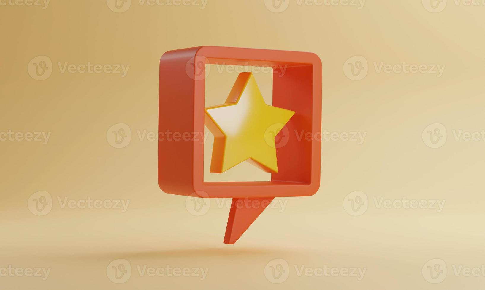 Yellow star icon in orange text box on yellow background. photo