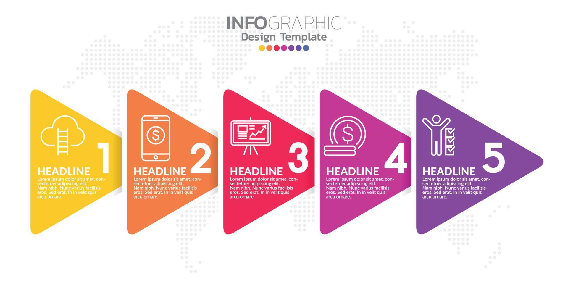 Infographic business concept with 5 options or steps. Vector illustration