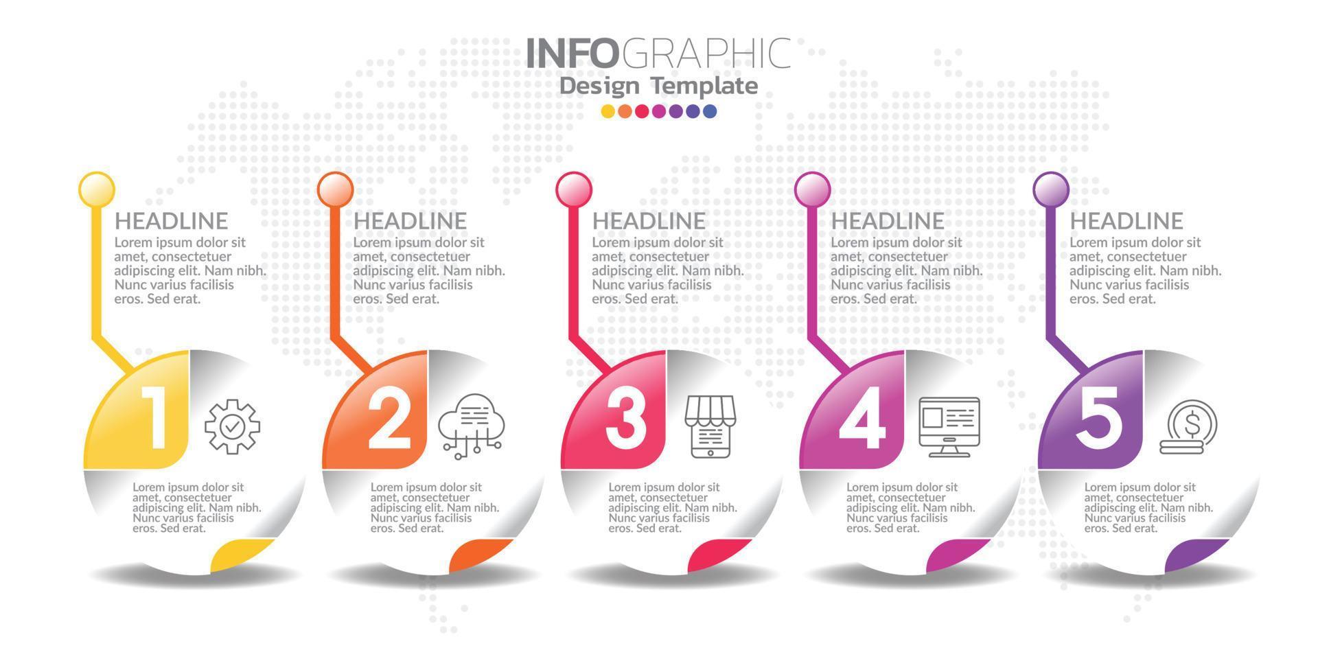 concepto de negocio infográfico con 5 opciones o pasos. ilustración vectorial vector