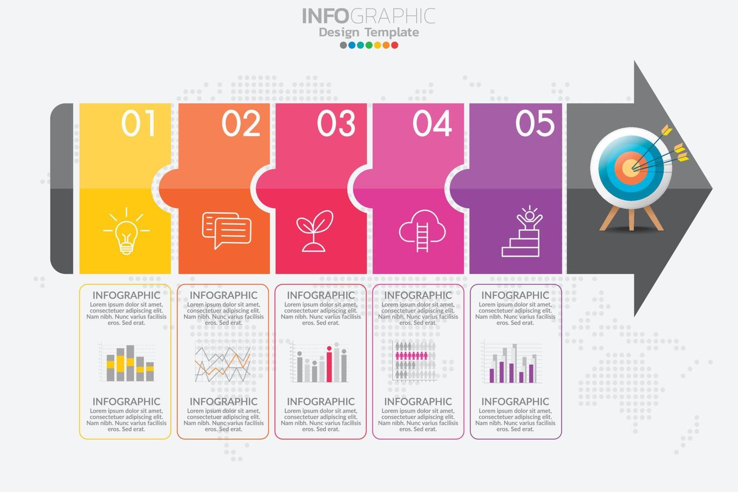 concepto de negocio infográfico con 5 opciones o pasos. ilustración vectorial vector