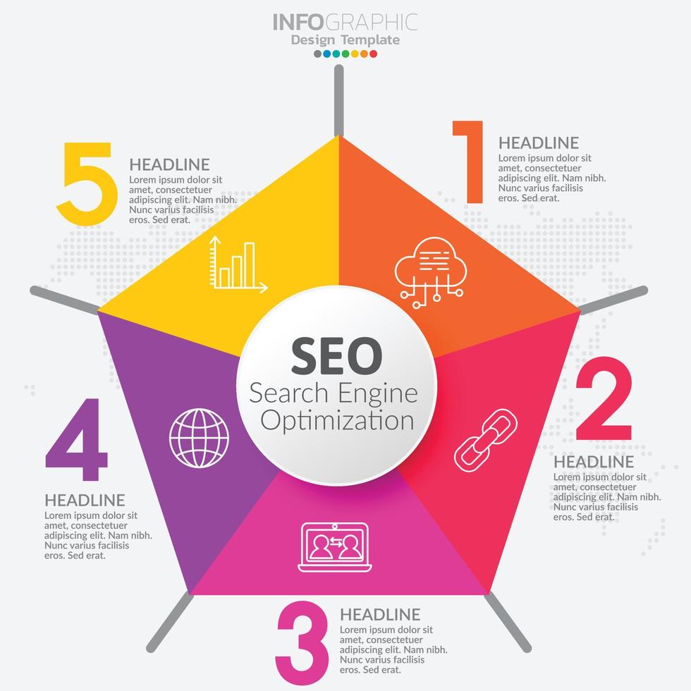 concepto de negocio infográfico con 5 opciones o pasos. ilustración vectorial vector