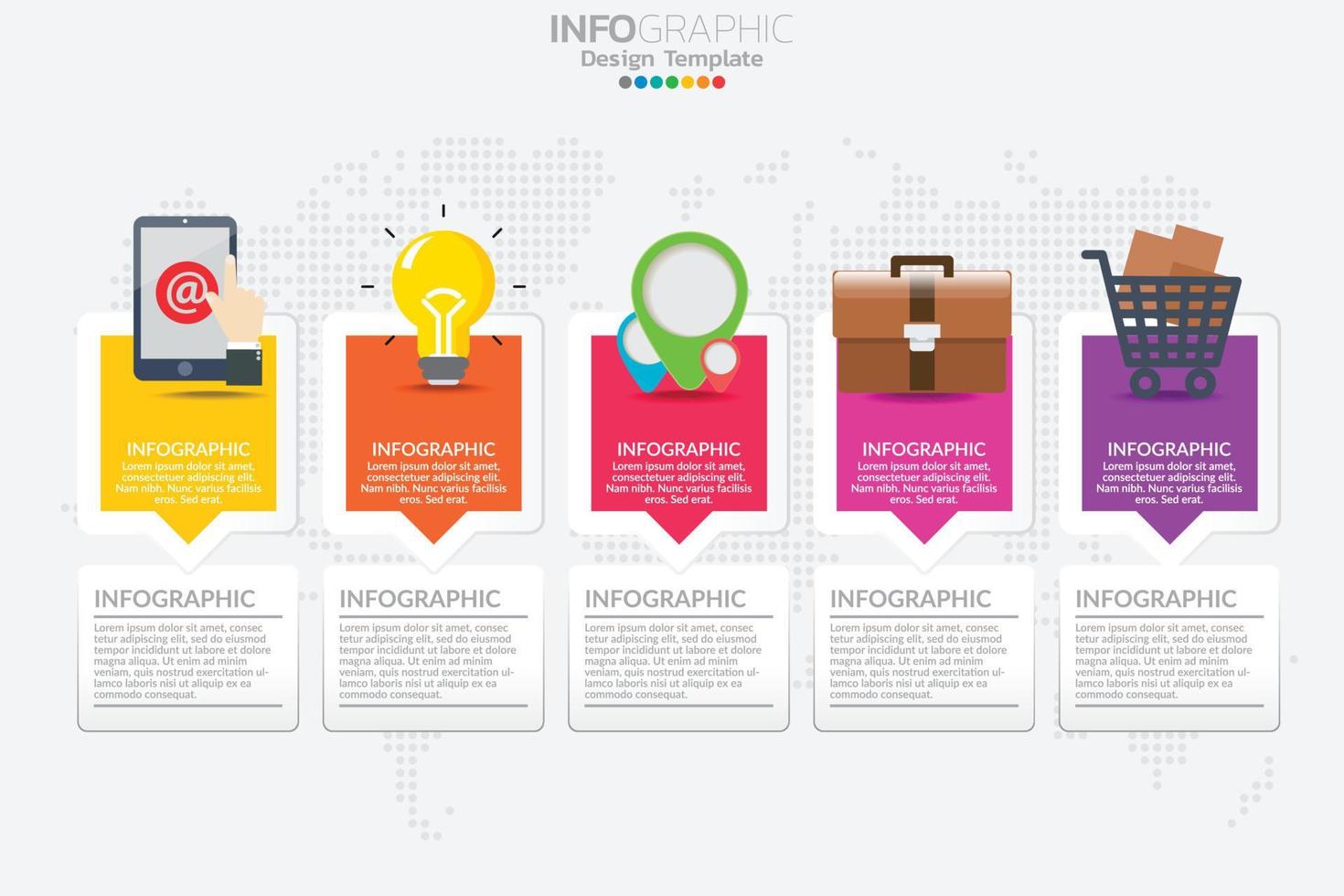 Infographic business concept with 5 options or steps. Vector illustration