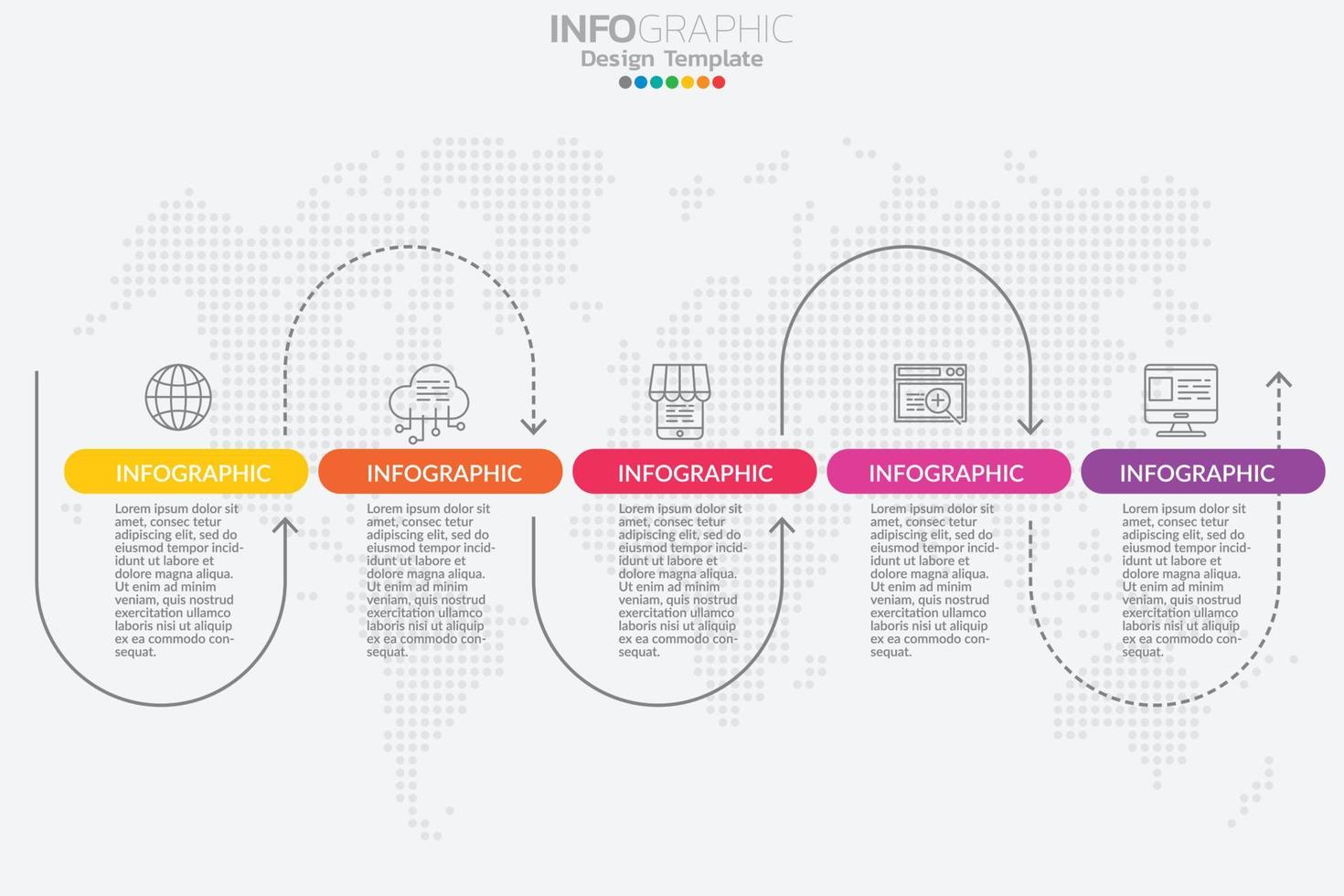 concepto de negocio infográfico con 5 opciones o pasos. ilustración vectorial vector