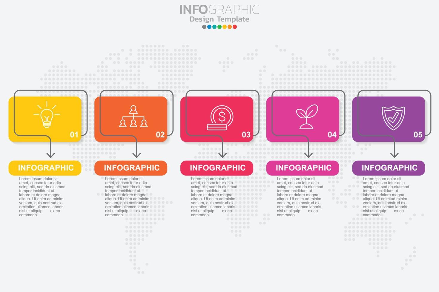 concepto de negocio infográfico con 5 opciones o pasos. ilustración vectorial vector