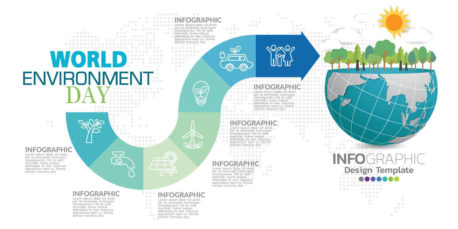 World environment day with business infographic template. vector