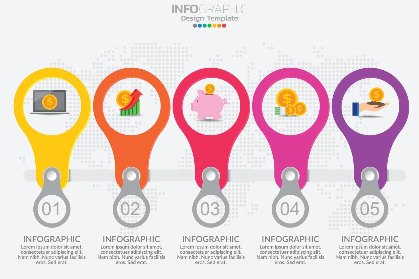 Infographic business concept with 5 options or steps. Vector illustration