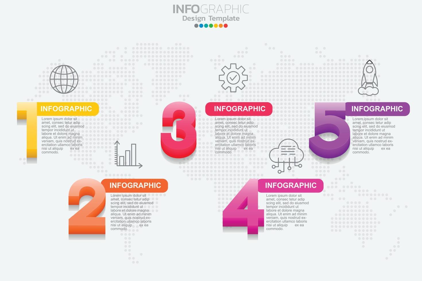 concepto de negocio infográfico con 5 opciones o pasos. ilustración vectorial vector