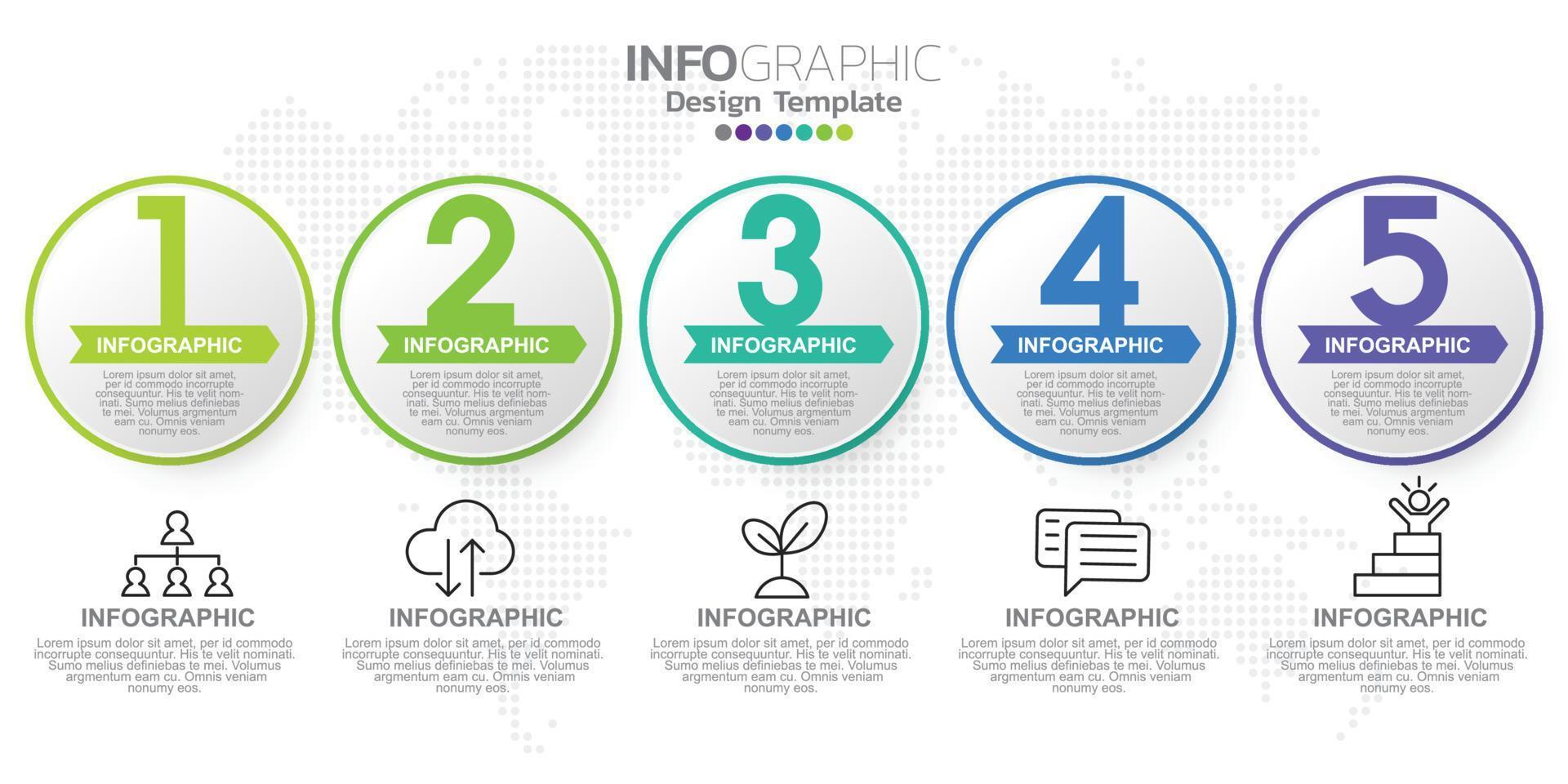 concepto de negocio infográfico con 5 opciones o pasos. ilustración vectorial vector