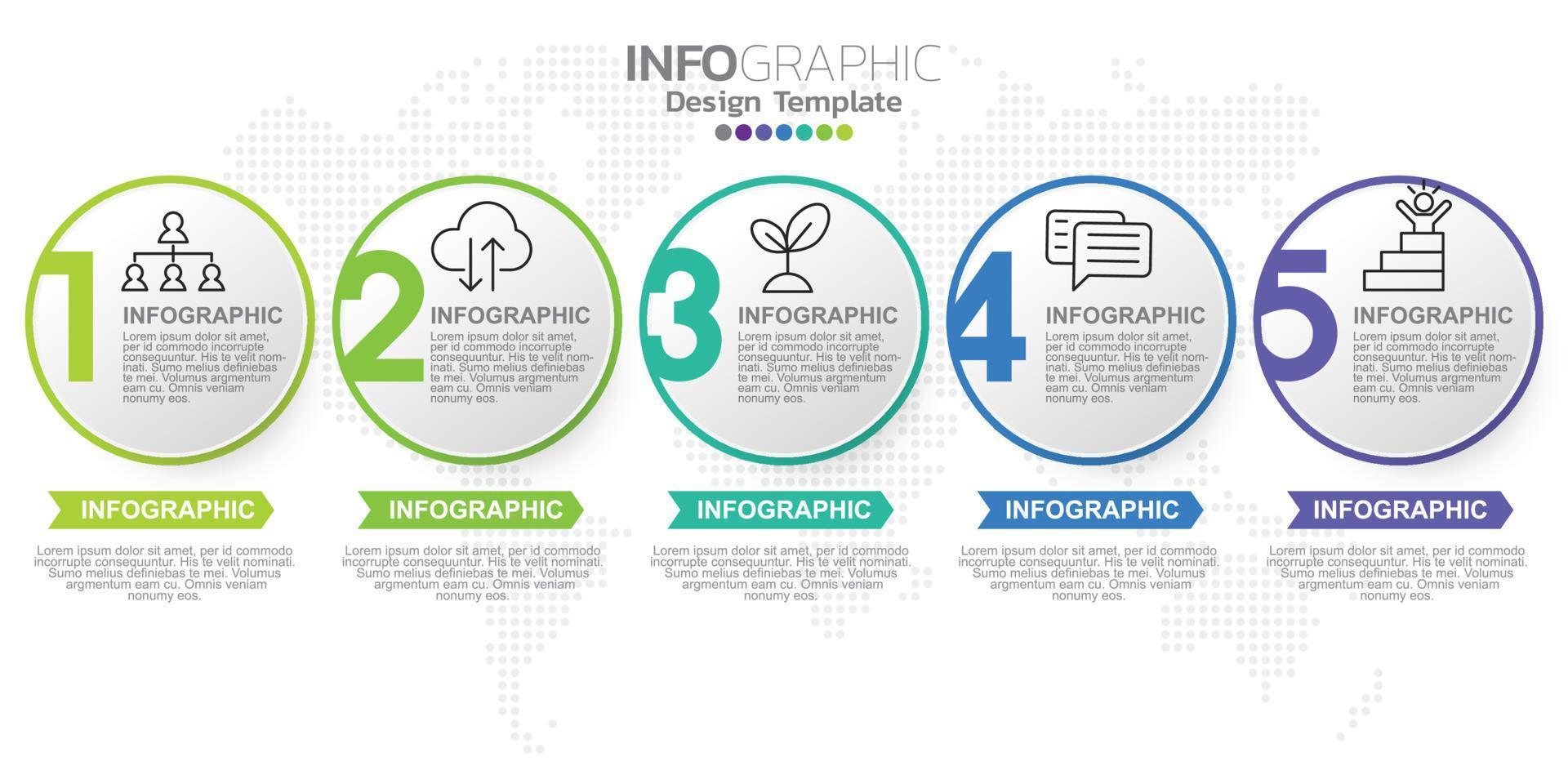 concepto de negocio infográfico con 5 opciones o pasos. ilustración vectorial vector