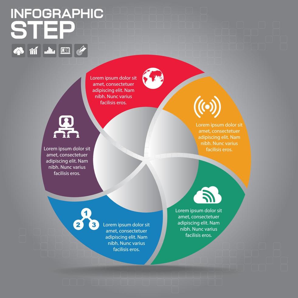 los conceptos de negocio de círculo vectorial con iconos pueden usarse para infografía vector