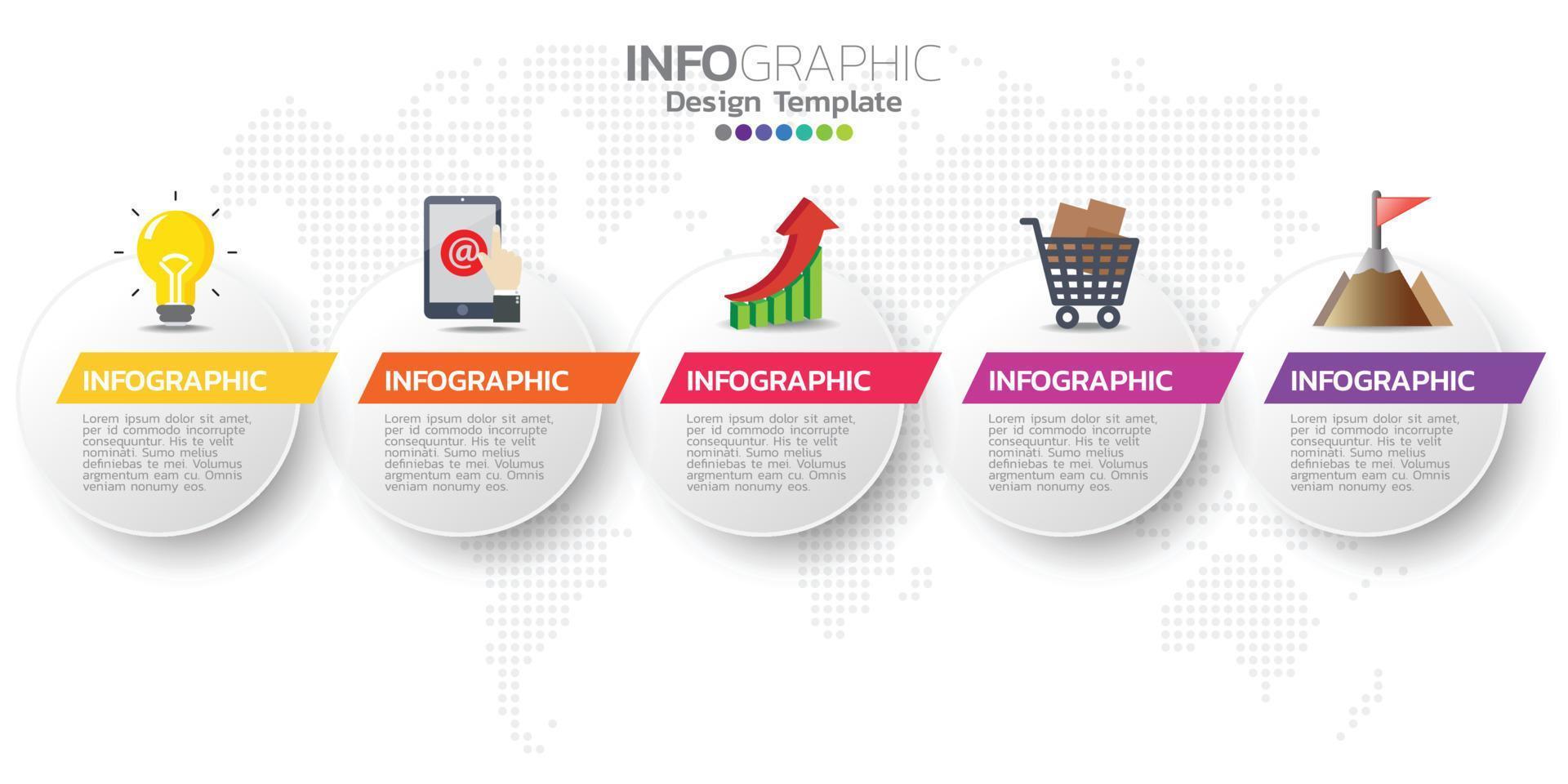 concepto de negocio infográfico con 5 opciones o pasos. ilustración vectorial vector