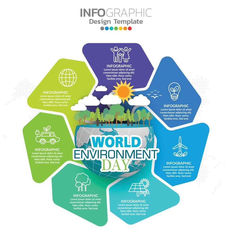 World environment day with business infographic template. vector