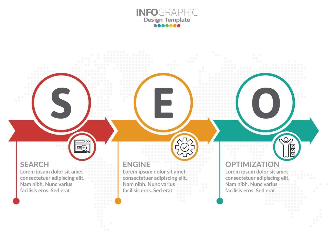 Infographic template design with 6 color options. vector