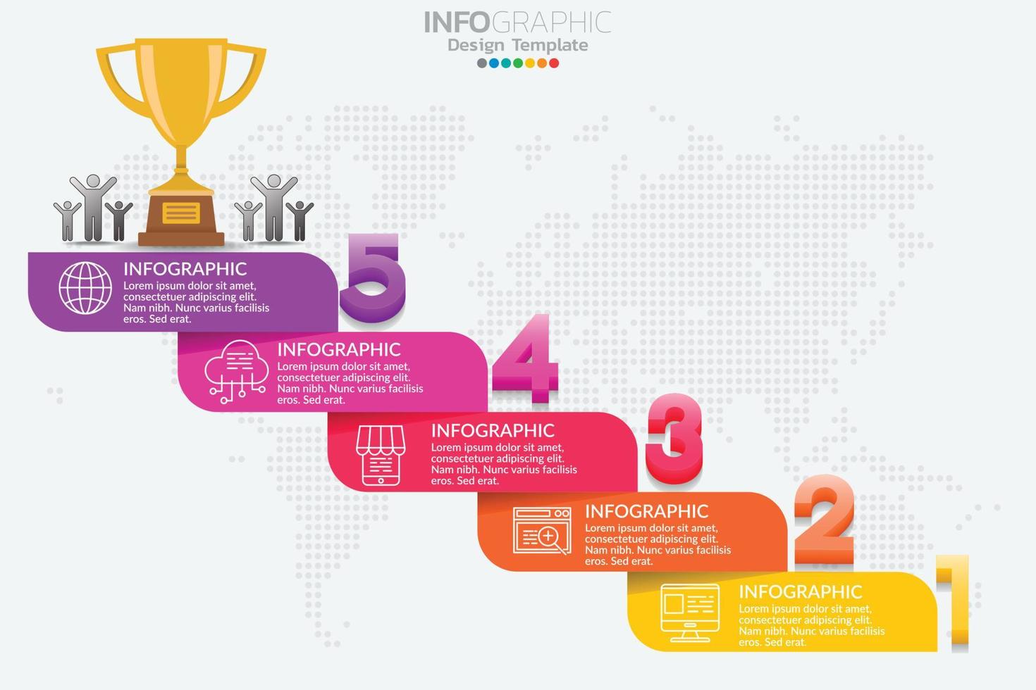 concepto de negocio infográfico con 5 opciones o pasos. ilustración vectorial vector