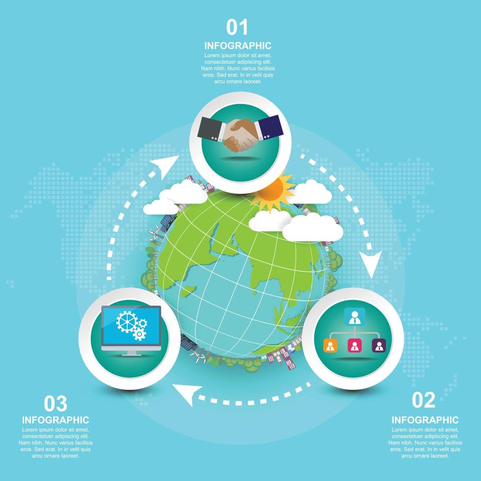 concepto infográfico del día de la madre tierra con globo y verde. día Mundial del Medio Ambiente. vector