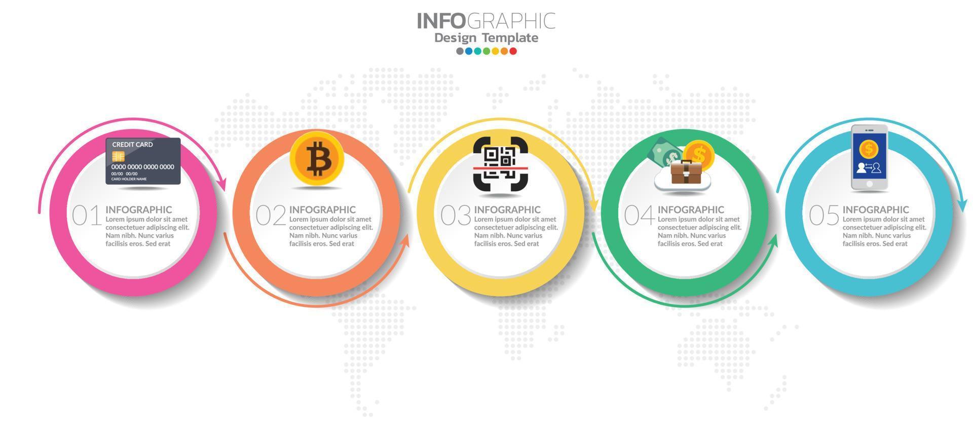 diseño de plantilla infográfica con 5 opciones de color. vector