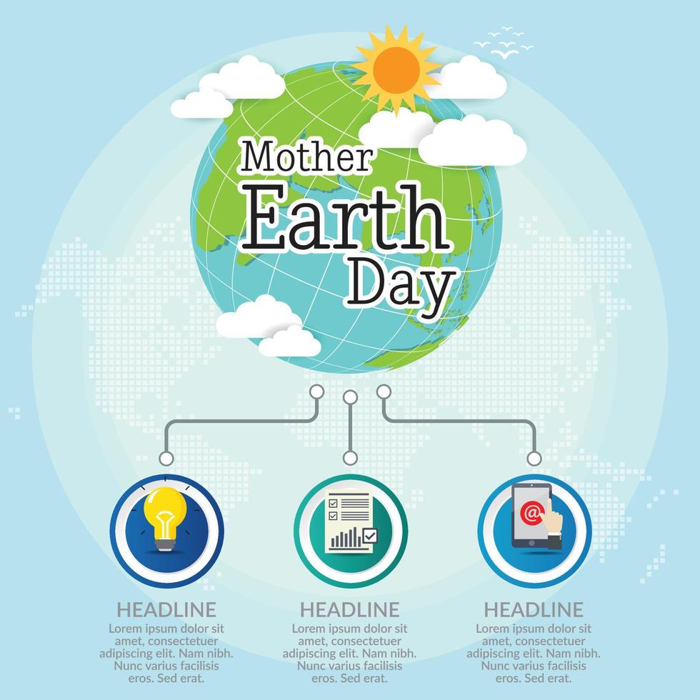 Mother earth day concept with globe and green. World environment day. vector