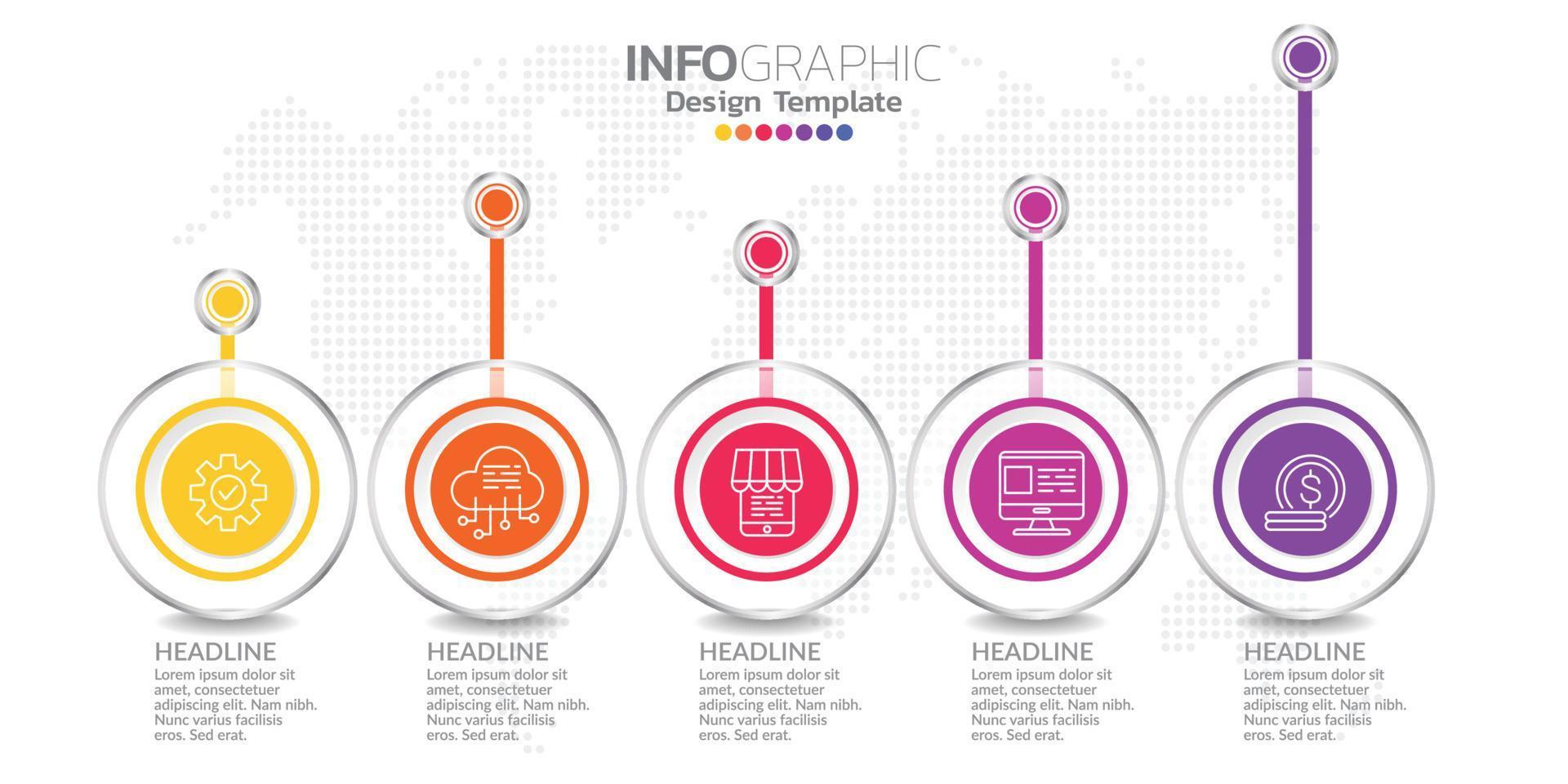 concepto de negocio infográfico con 5 opciones o pasos. vector