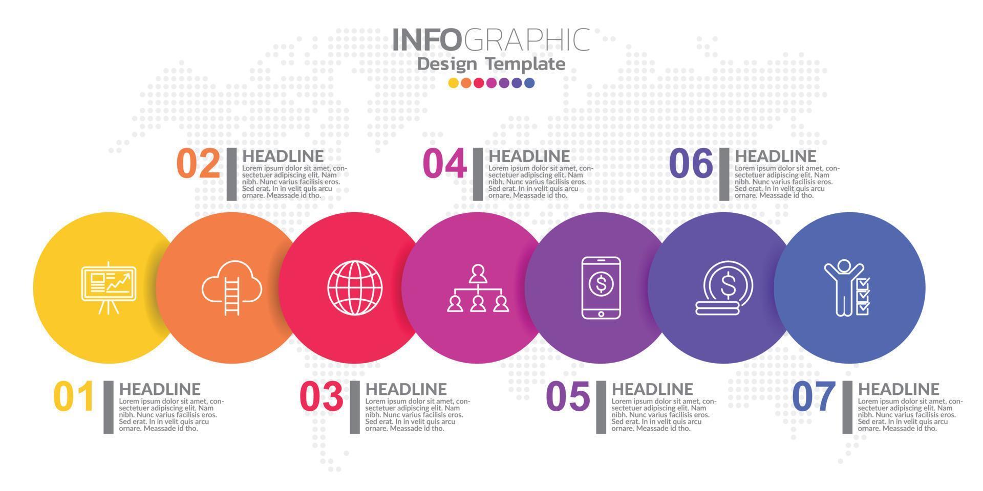 Infographic business concept with 7 options or steps. Vector illustration