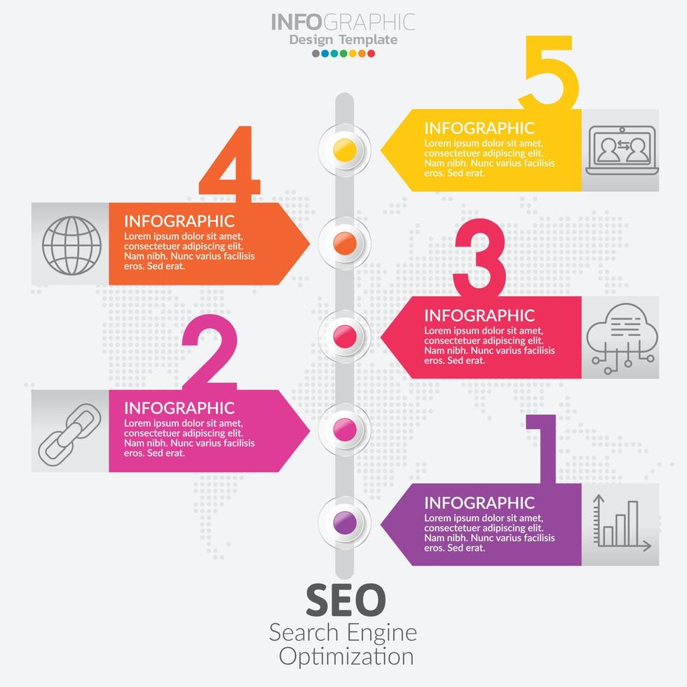 concepto de negocio infográfico con 5 opciones o pasos. ilustración vectorial vector