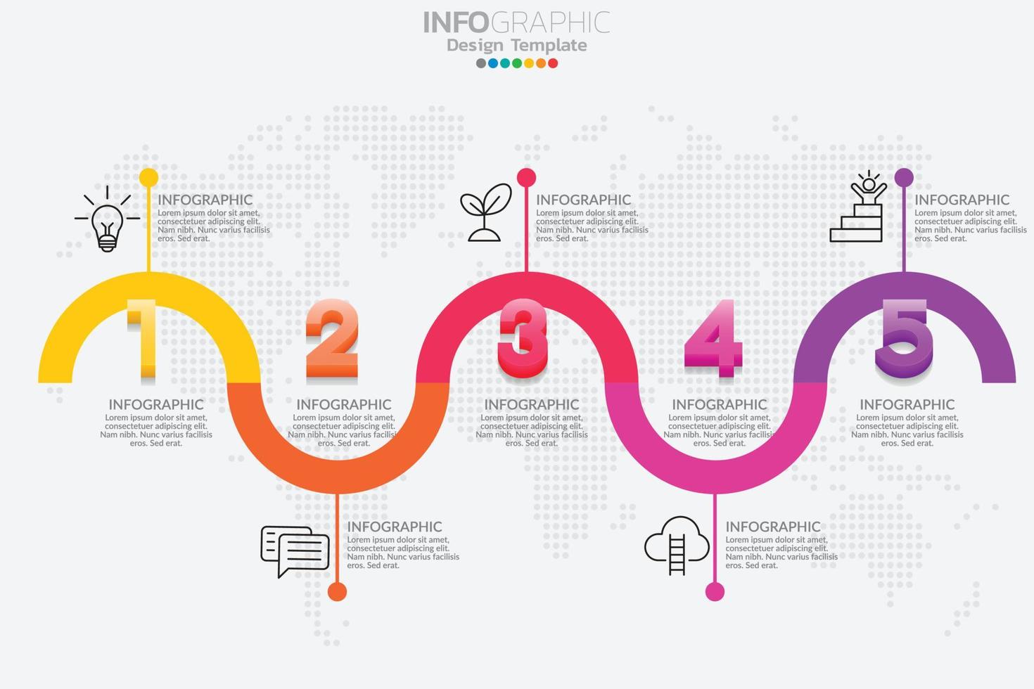 concepto de negocio infográfico con 5 opciones o pasos. ilustración vectorial vector