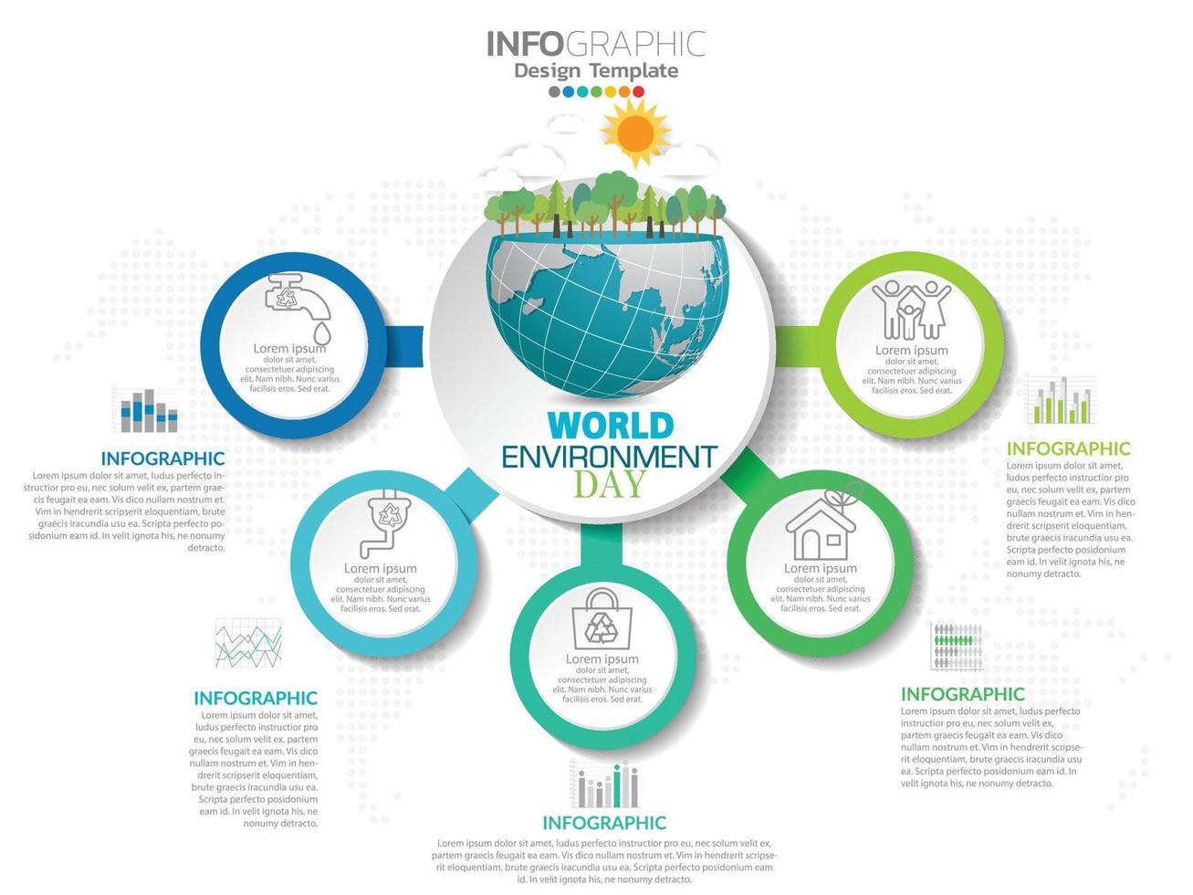 World environment day with business infographic template. vector