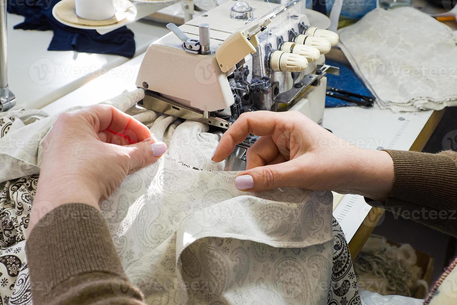 A sewing production, tailoring close-up photo